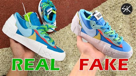 THE SACAI KAWS NIKE BLAZER LOW NEPTUNE BLUE REAL VS FAKE